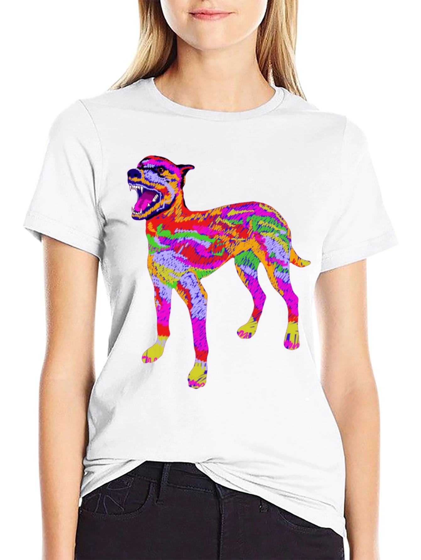 Psychedelic Dog Graphic T-Shirt