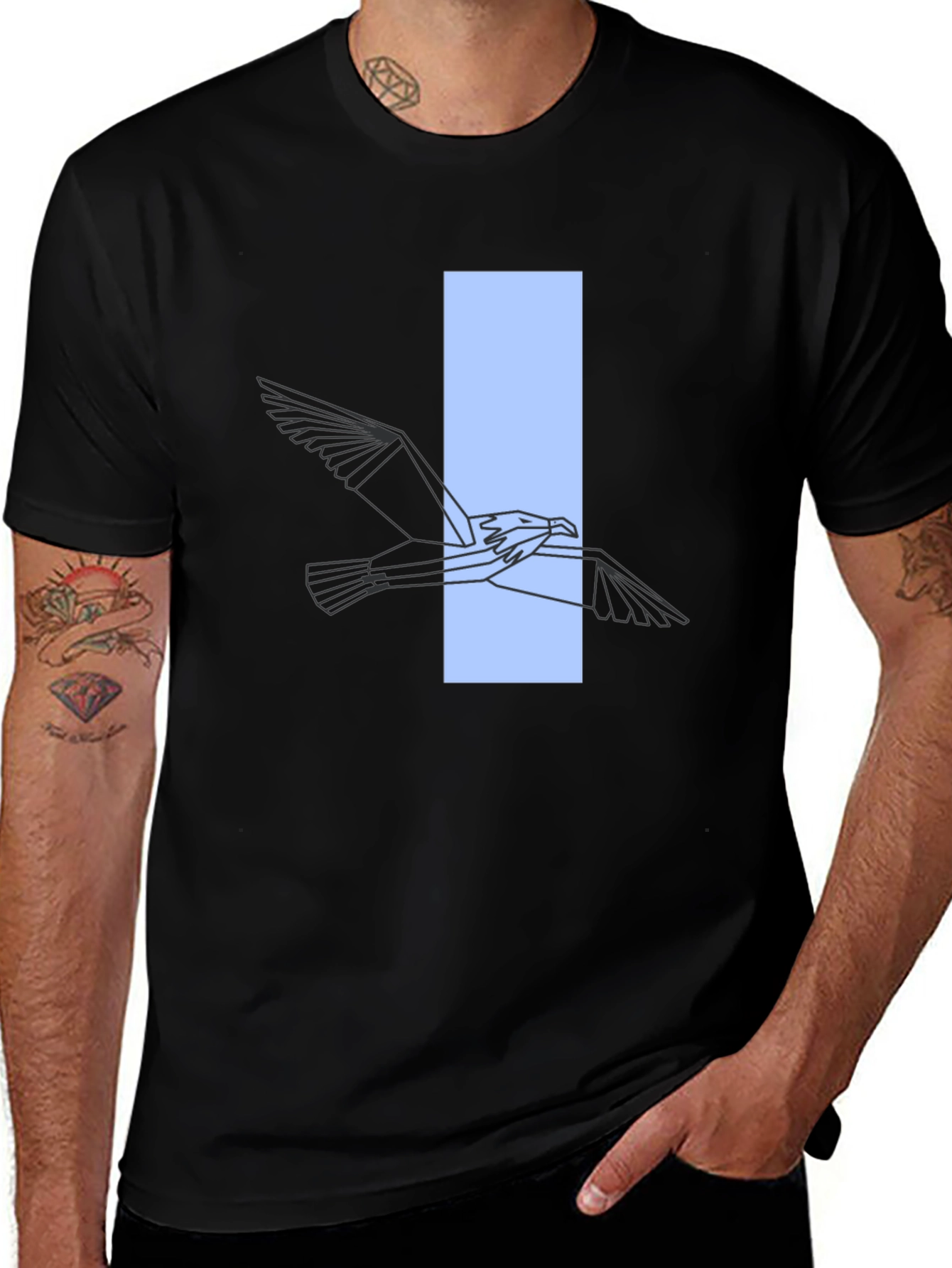 Abstract Bird Graphic Tee - Modern Black T-Shirt