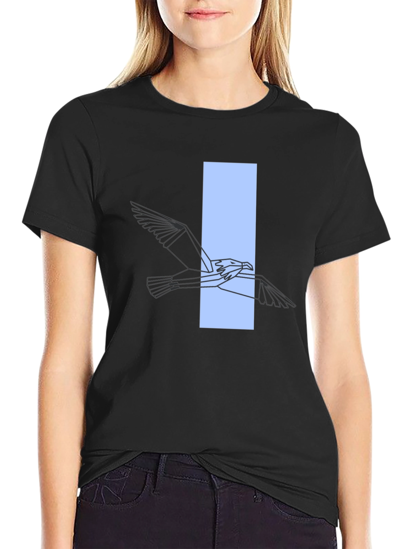 Abstract Bird Graphic Tee - Modern Black T-Shirt