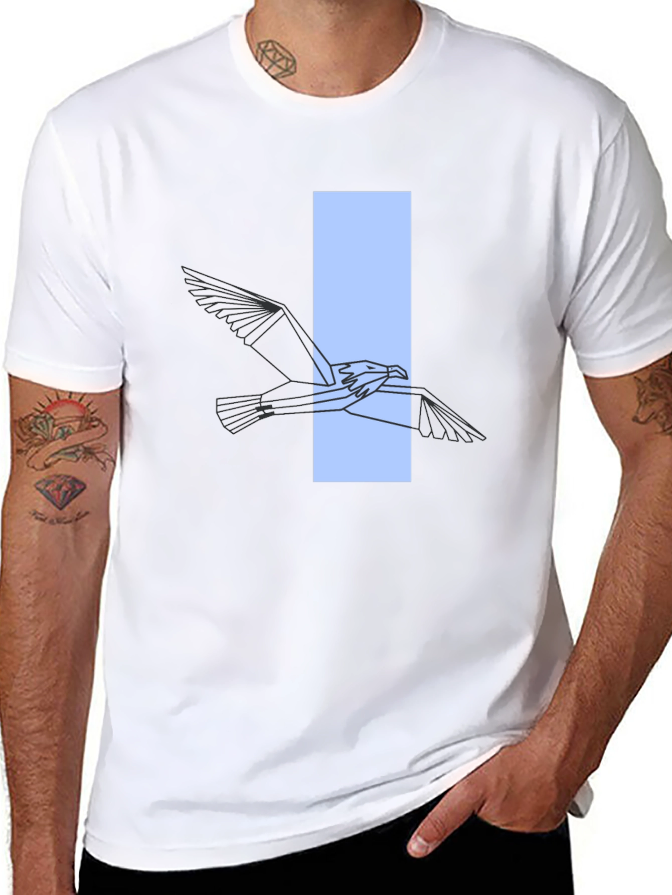 Abstract Bird Graphic Tee - Modern Black T-Shirt