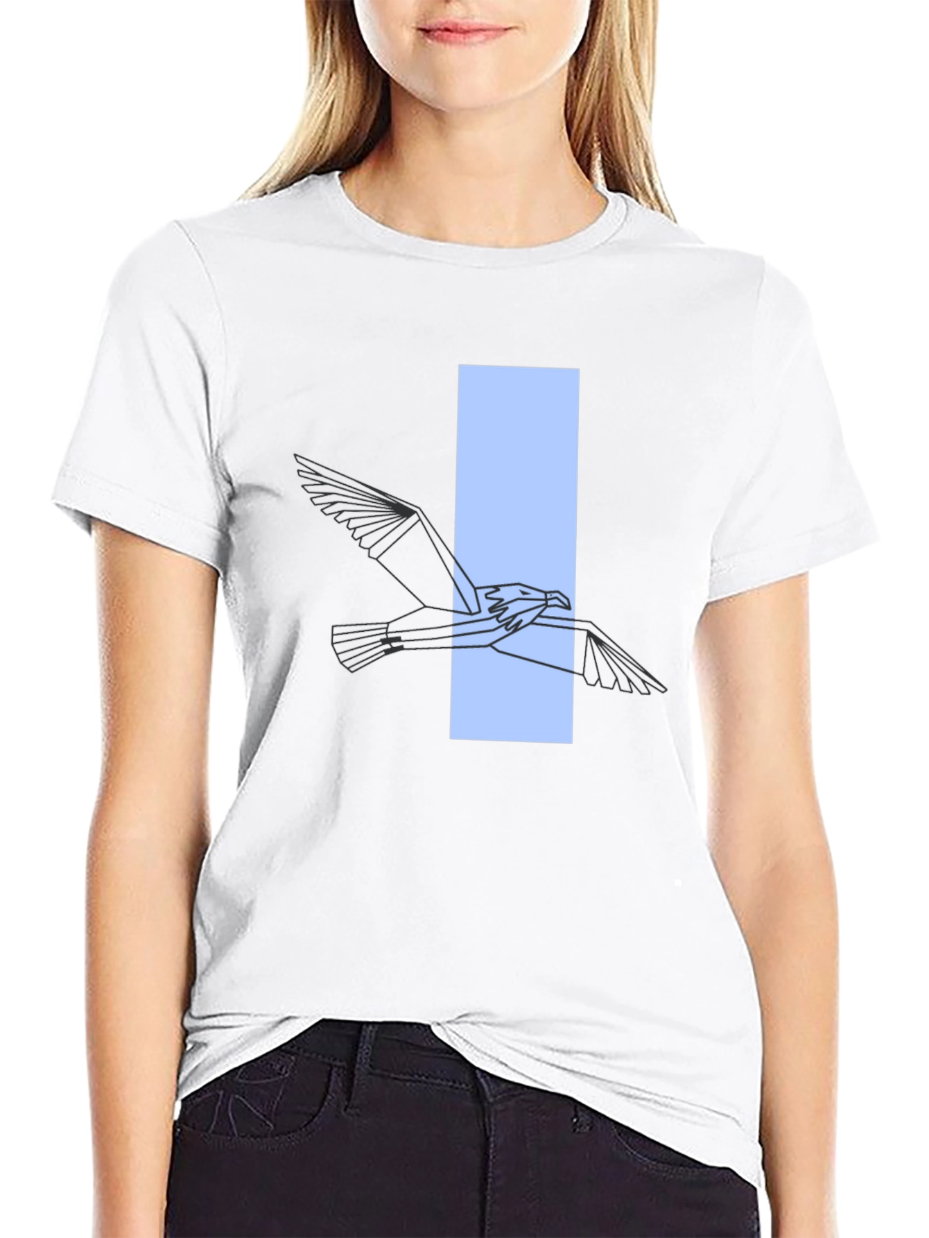 Abstract Bird Graphic Tee - Modern Black T-Shirt