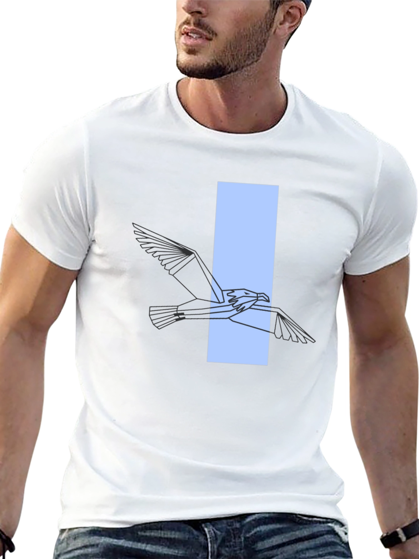 Abstract Bird Graphic Tee - Modern Black T-Shirt