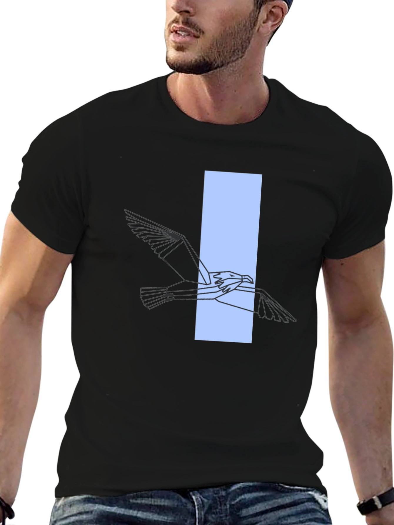 Abstract Bird Graphic Tee - Modern Black T-Shirt
