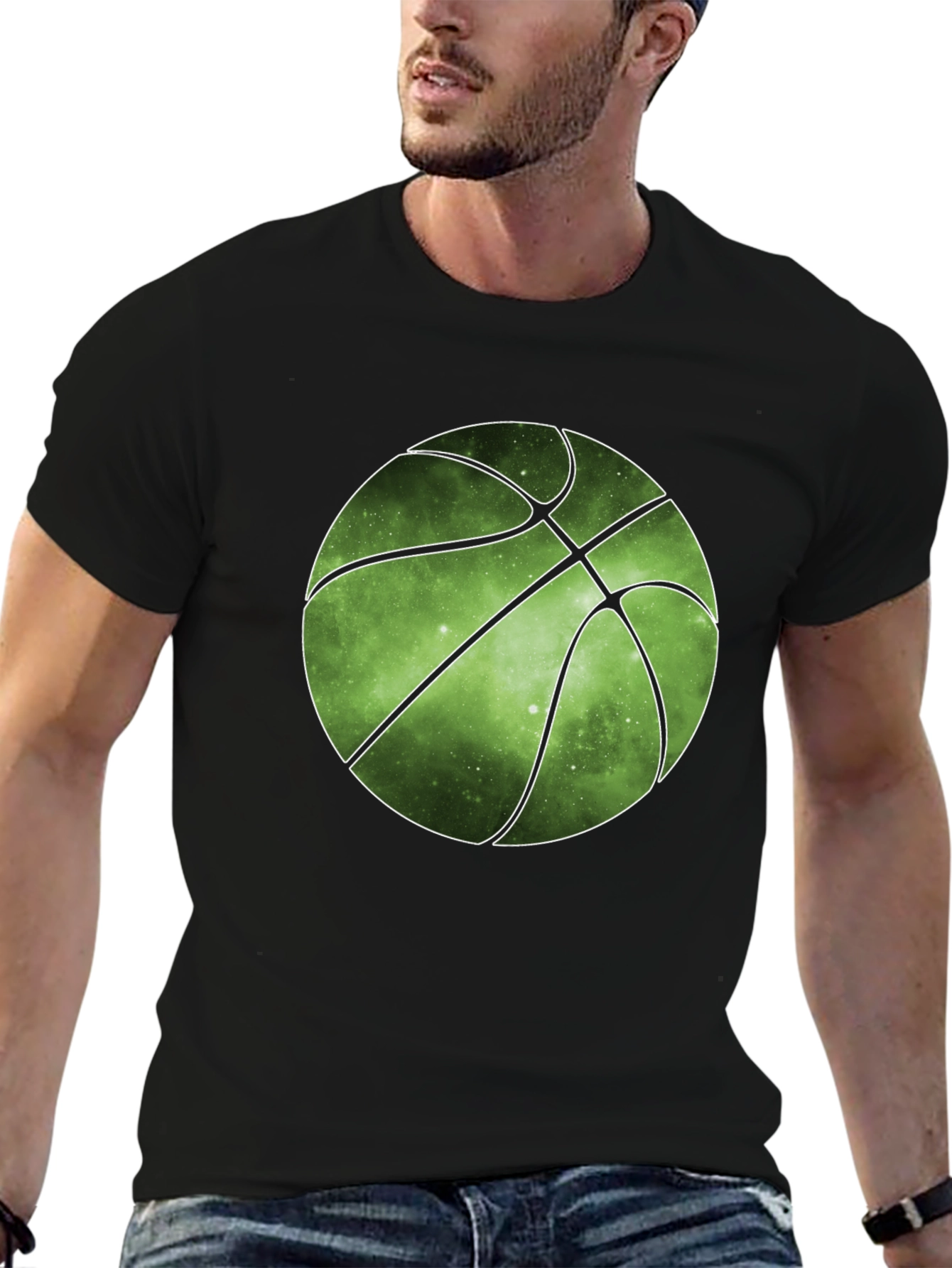 Galaxy Basketball Graphic Tee - Trendy Mens T-Shirt