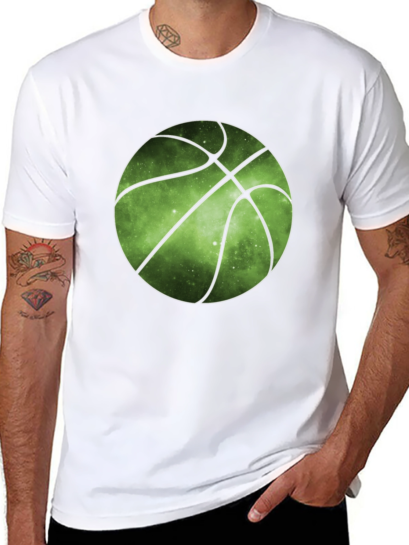 Galaxy Basketball Graphic Tee - Trendy Mens T-Shirt