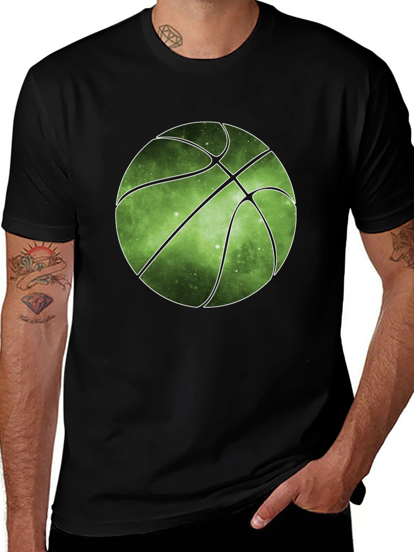 Galaxy Basketball Graphic Tee - Trendy Mens T-Shirt