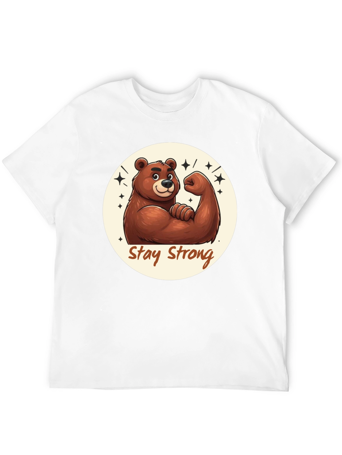 Stay Strong Bear T-Shirt - Black Crew Neck Tee
