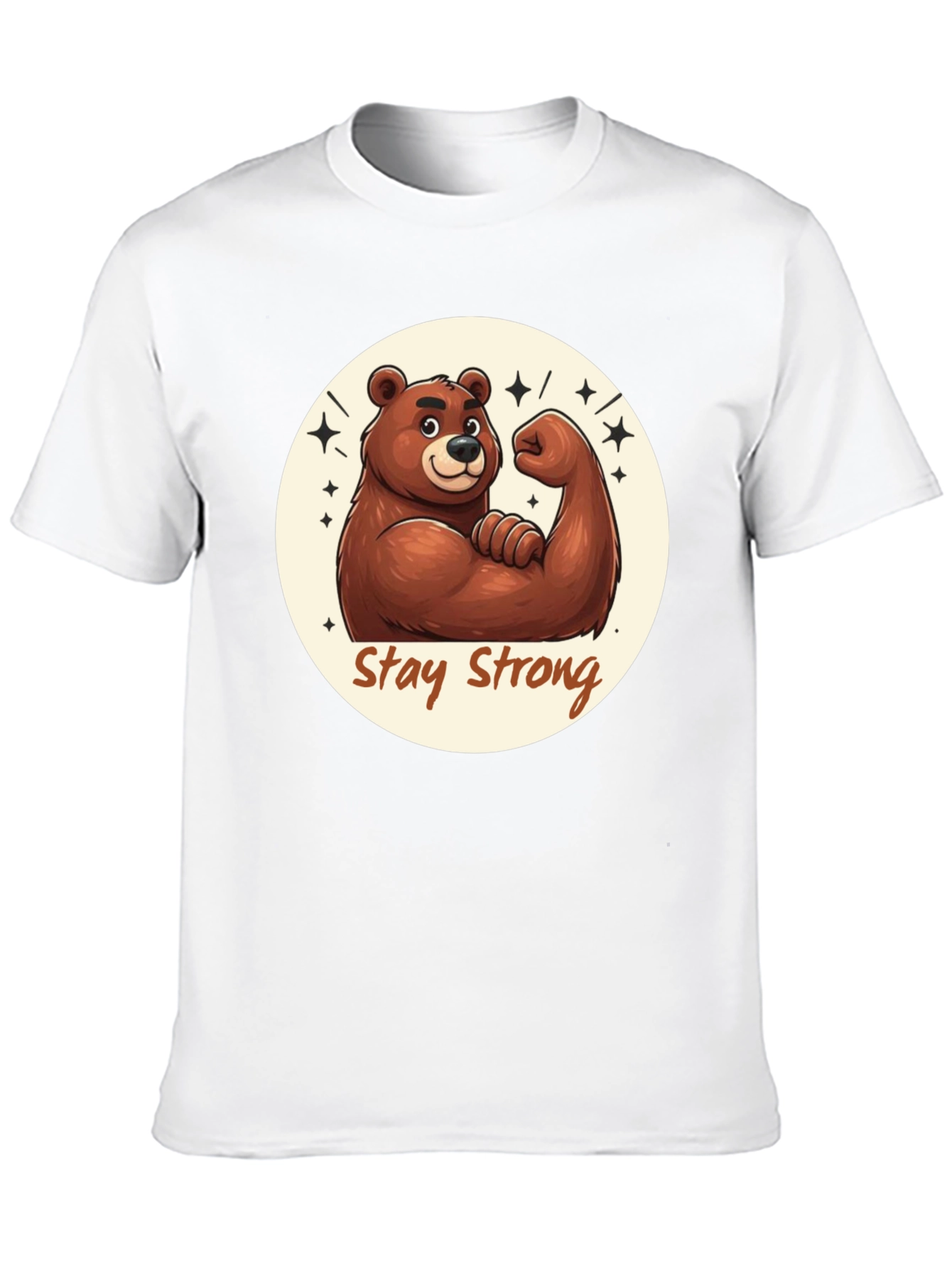 Stay Strong Bear T-Shirt - Black Crew Neck Tee