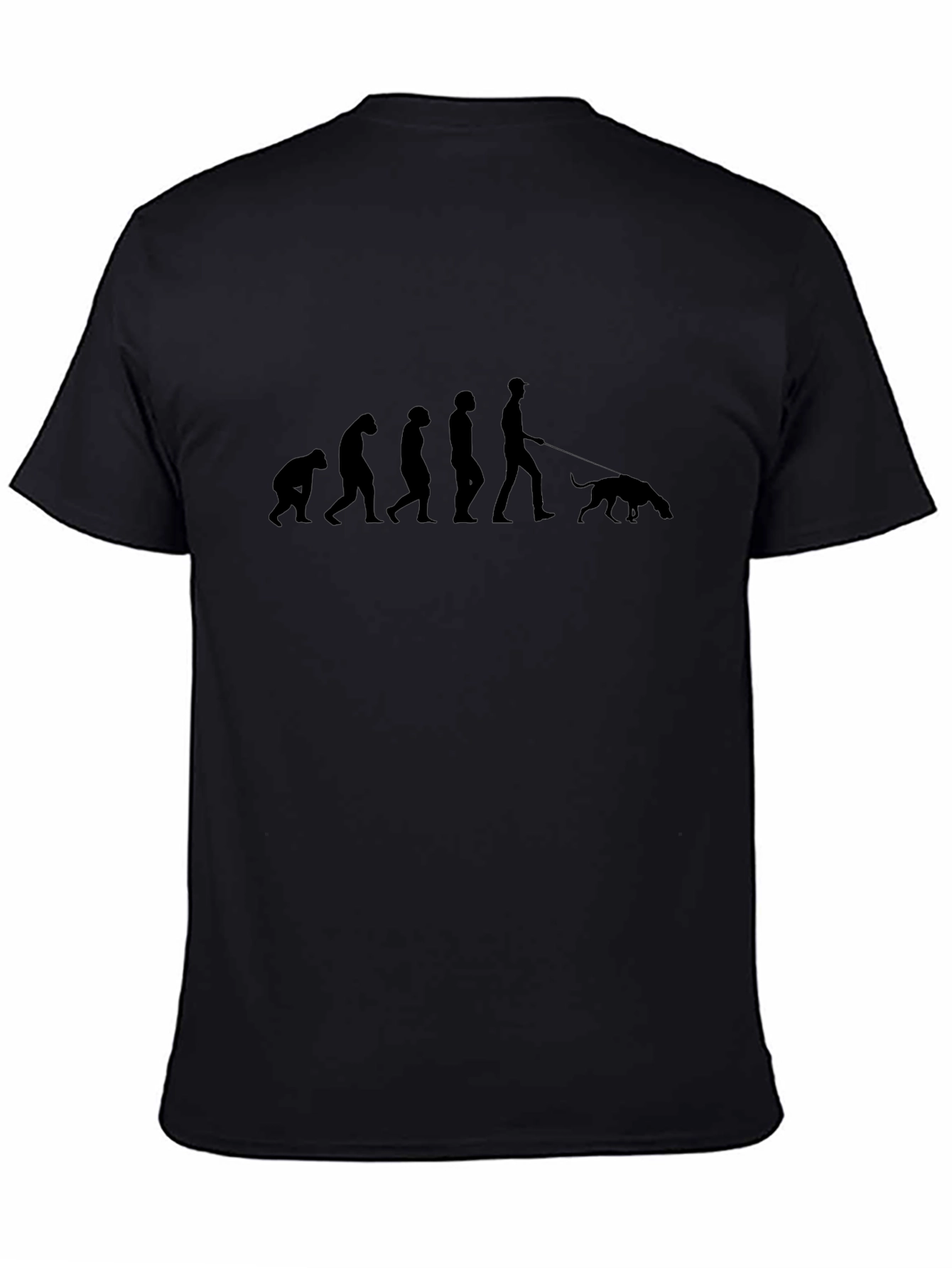 Evolution of Dog Walking Black T-Shirt