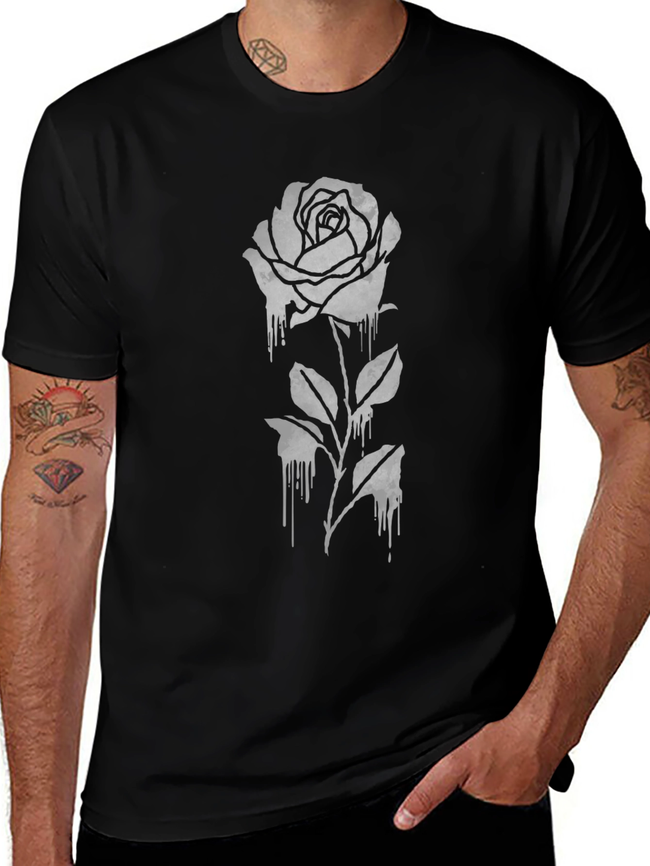 Gothic Rose Graphic Tee - Black