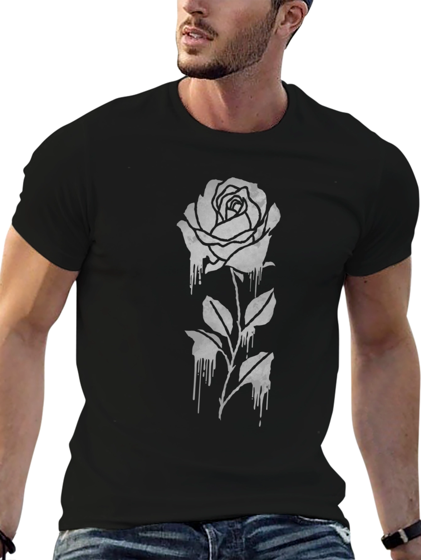 Gothic Rose Graphic Tee - Black