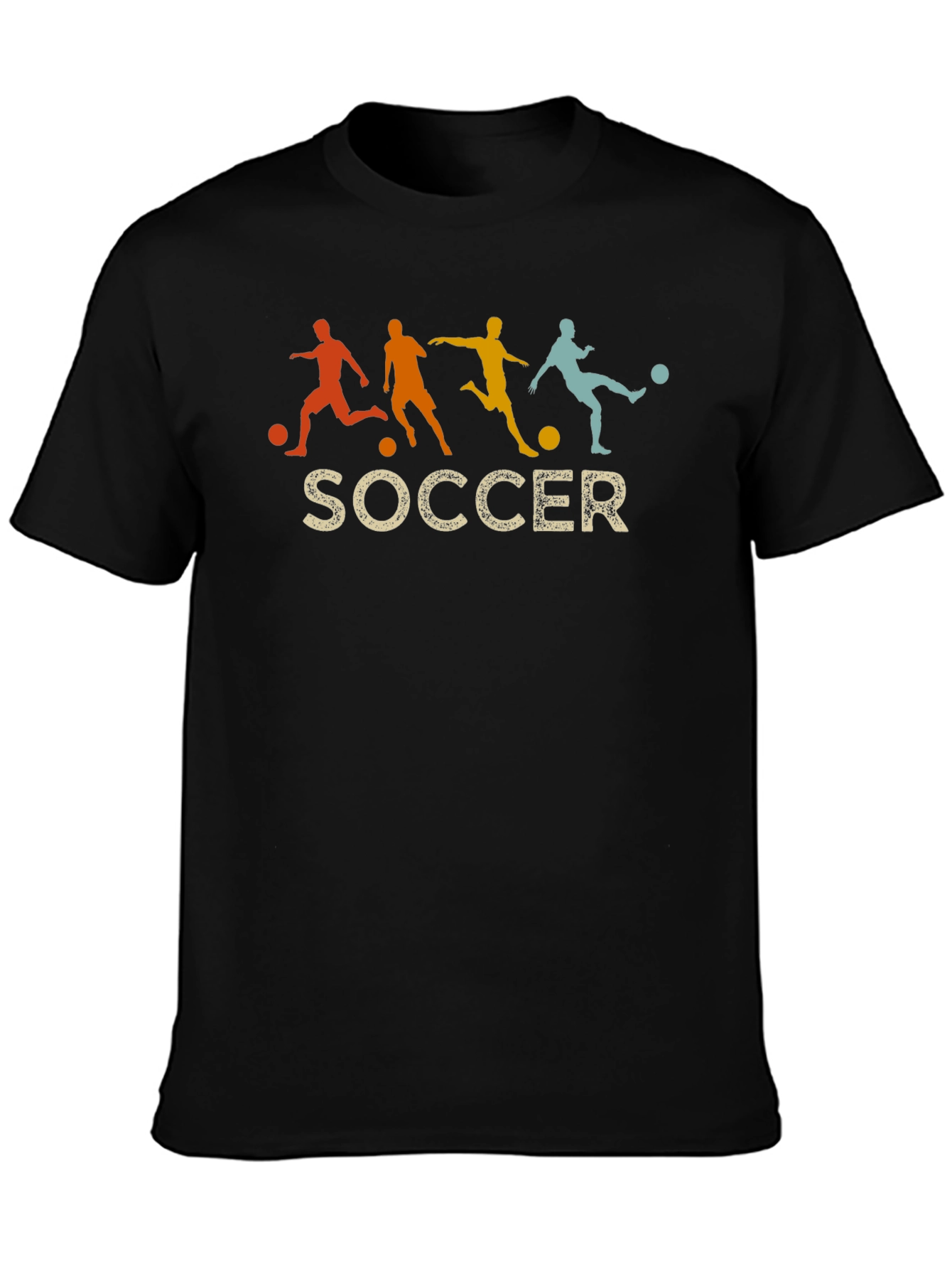 Retro Soccer Silhouette Graphic Tee - Black