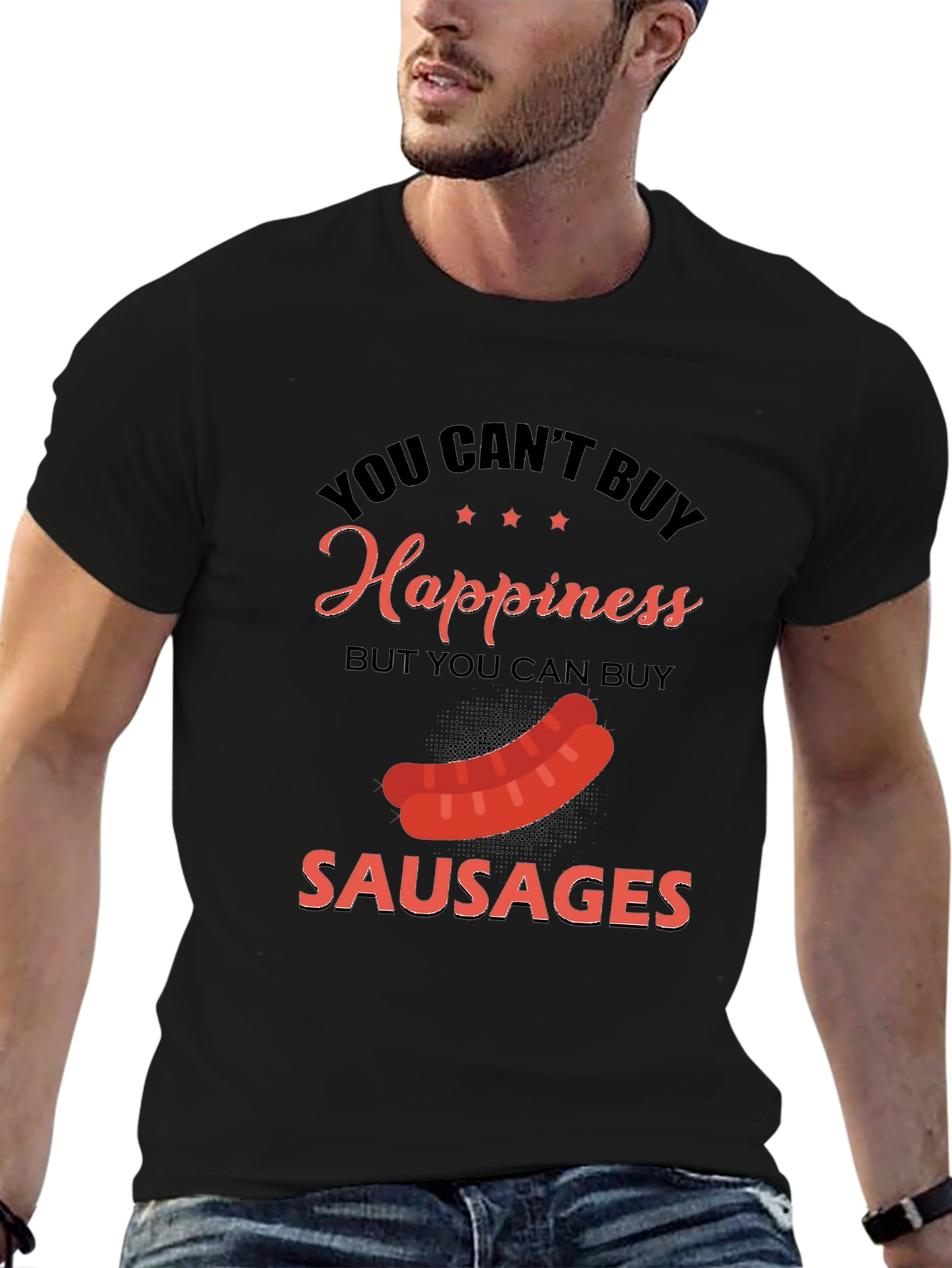 Funny Sausage T-Shirt: Buy Sausages Buy Happiness!
