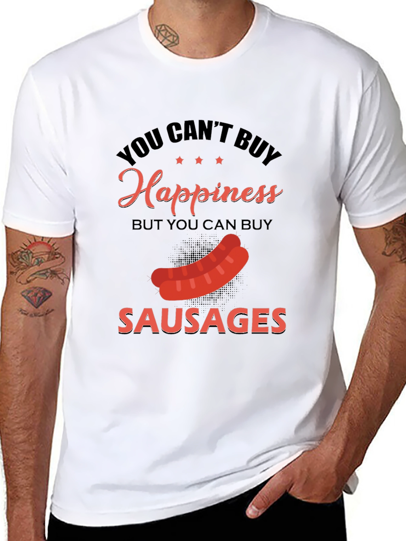 Funny Sausage T-Shirt: Buy Sausages Buy Happiness!