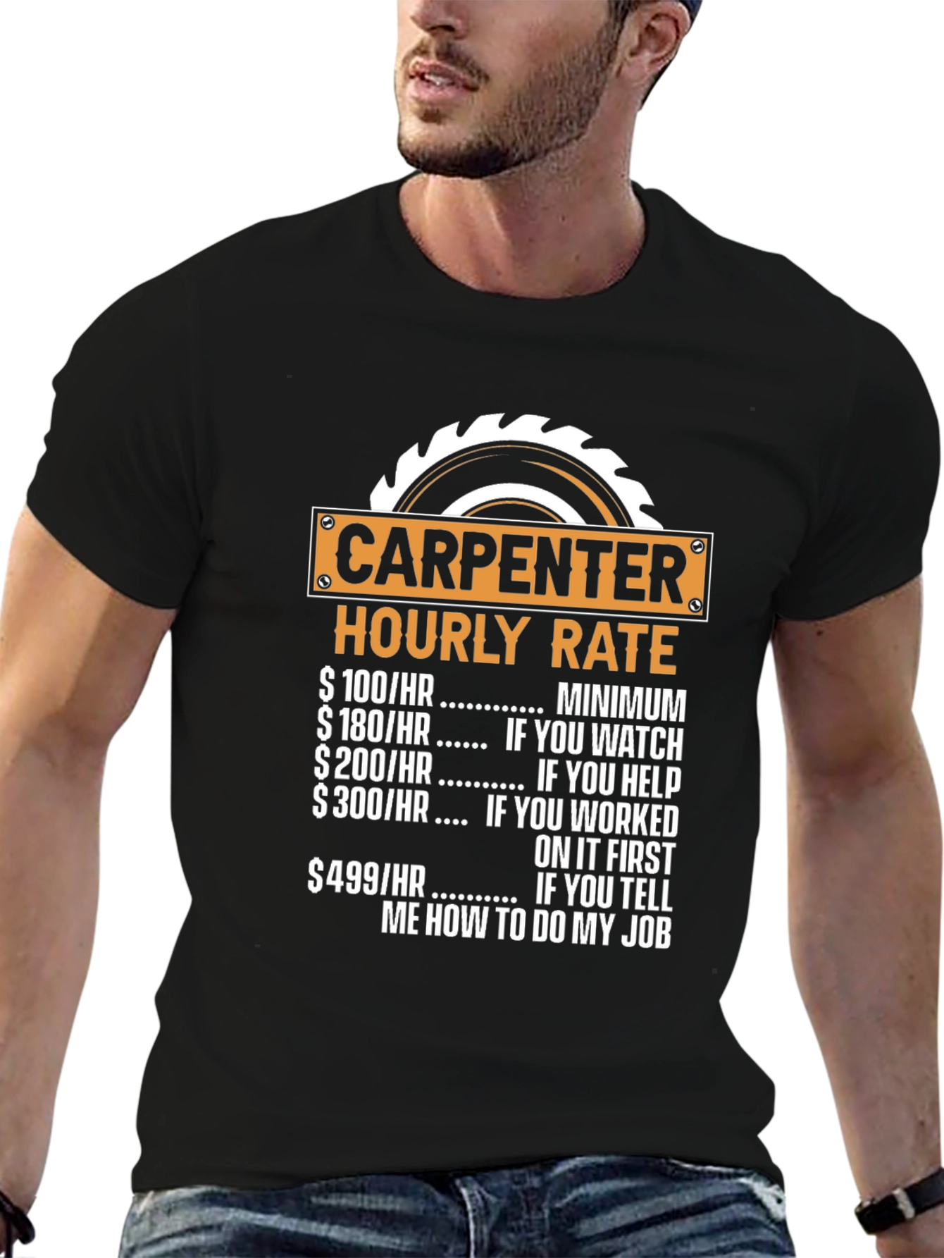 Carpenter Hourly Rate Novelty Graphic T-Shirt
