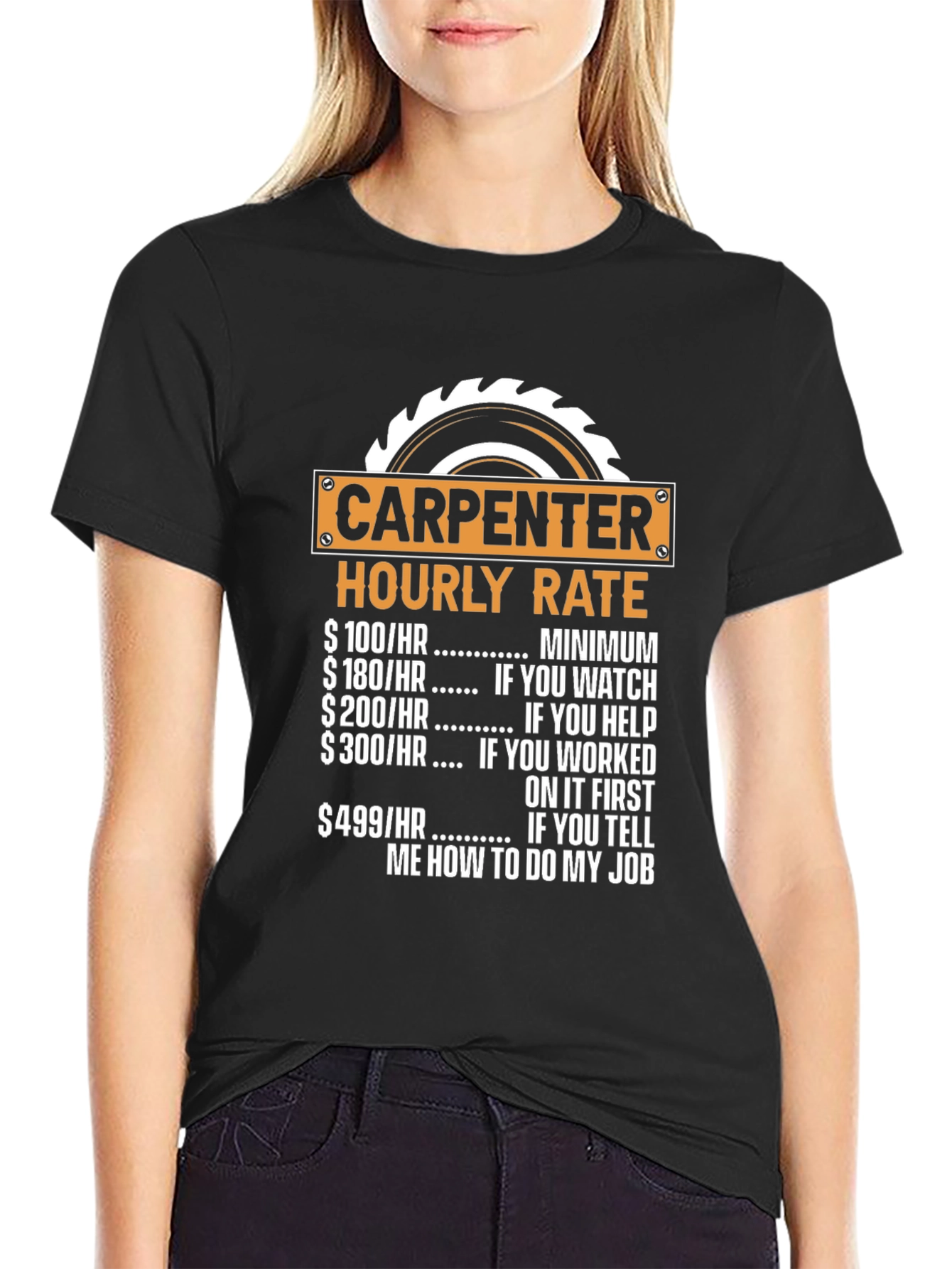 Carpenter Hourly Rate Novelty Graphic T-Shirt