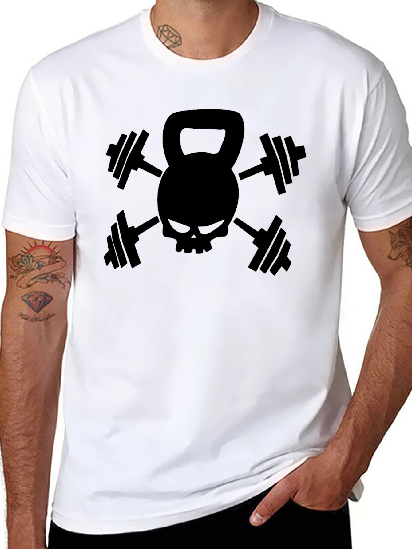 Gym Skull Kettlebell T-Shirt - Workout Fitness Tee