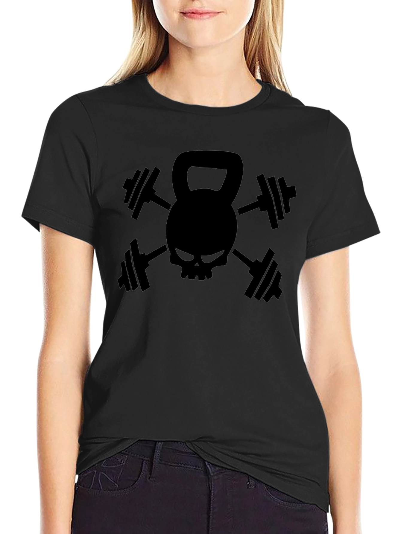 Gym Skull Kettlebell T-Shirt - Workout Fitness Tee