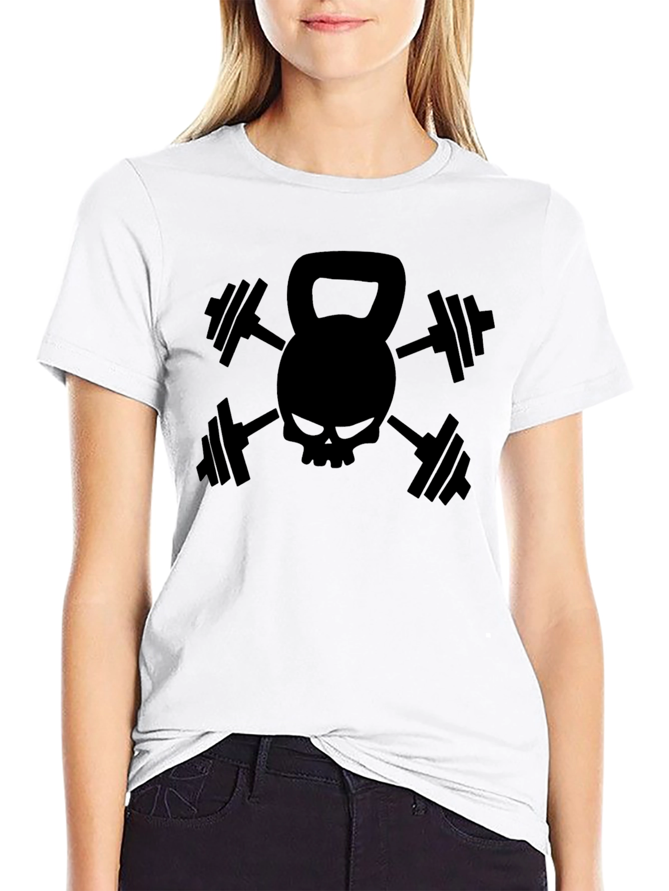 Gym Skull Kettlebell T-Shirt - Workout Fitness Tee