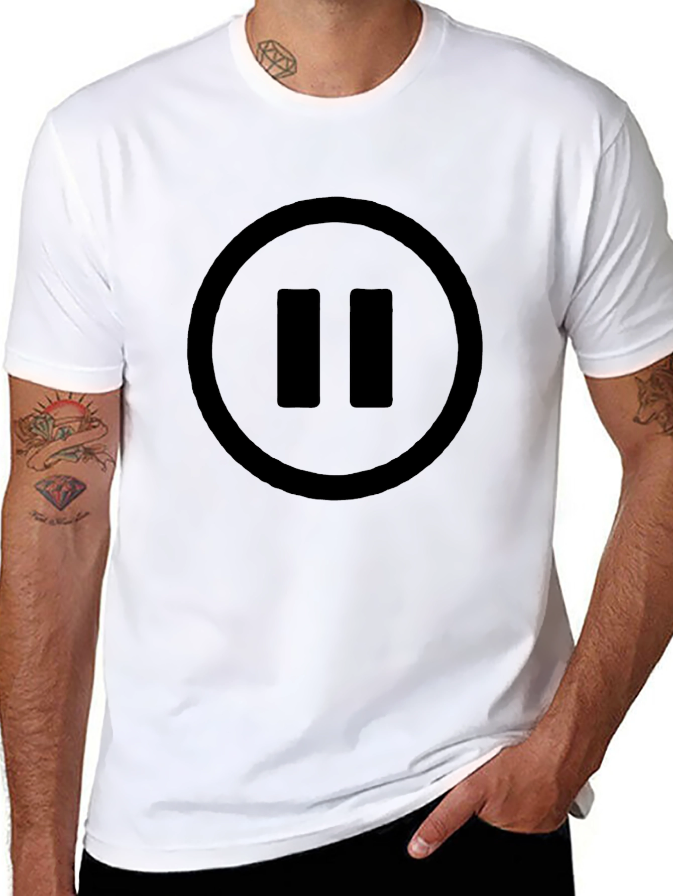 Pause Button Graphic T-Shirt - Classic Black Tee