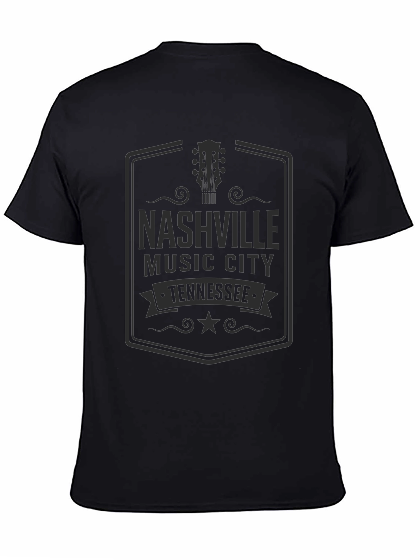 Nashville Music City Tennessee Black Graphic T-Shirt
