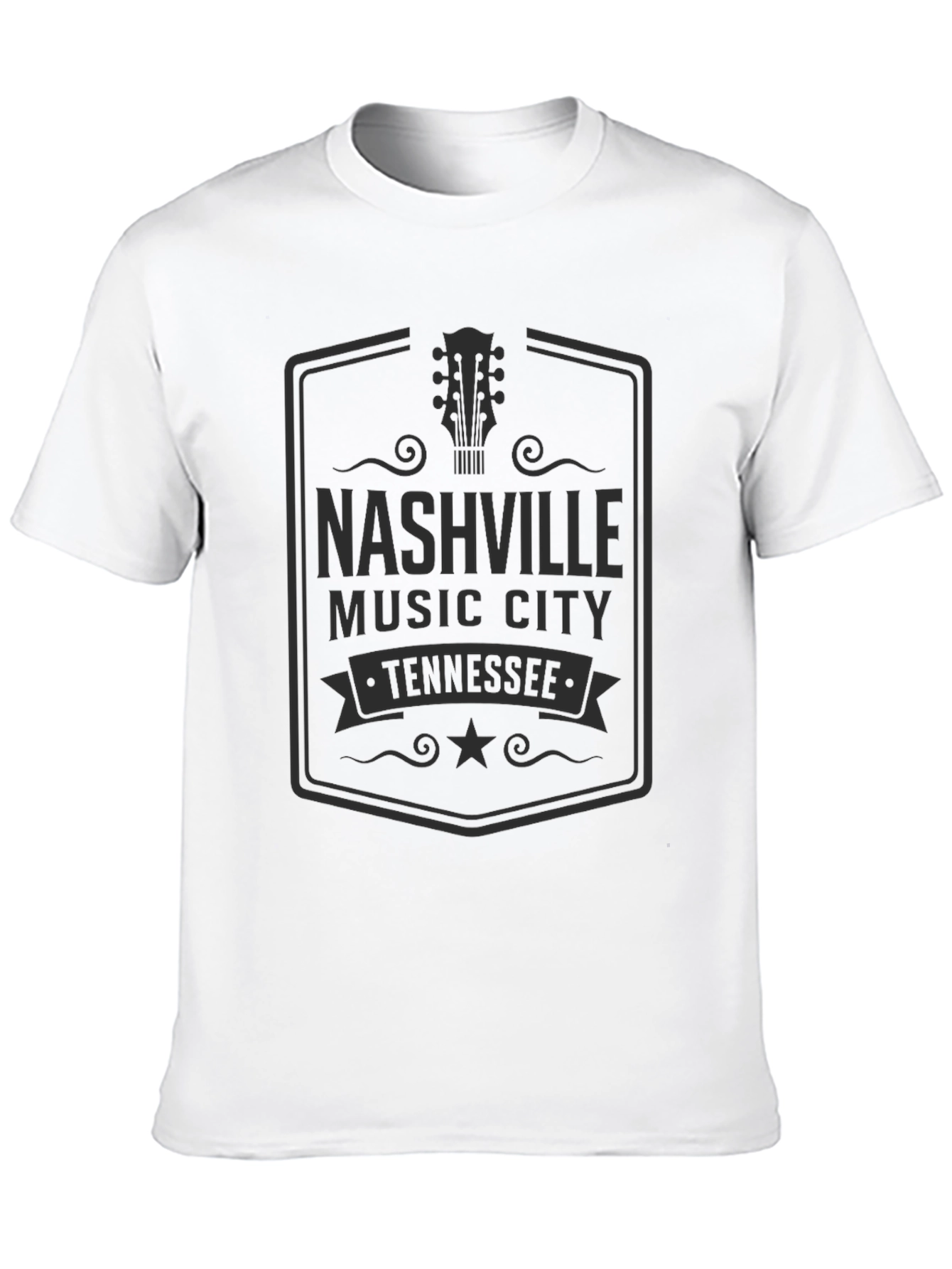 Nashville Music City Tennessee Black Graphic T-Shirt
