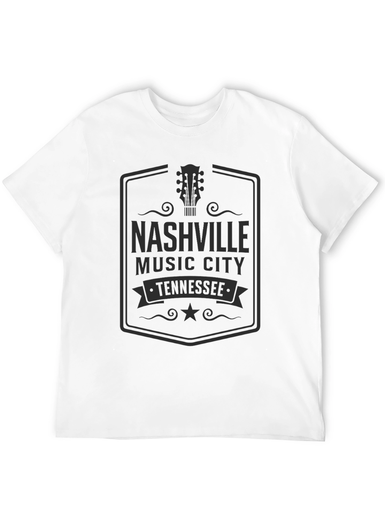 Nashville Music City Tennessee Black Graphic T-Shirt