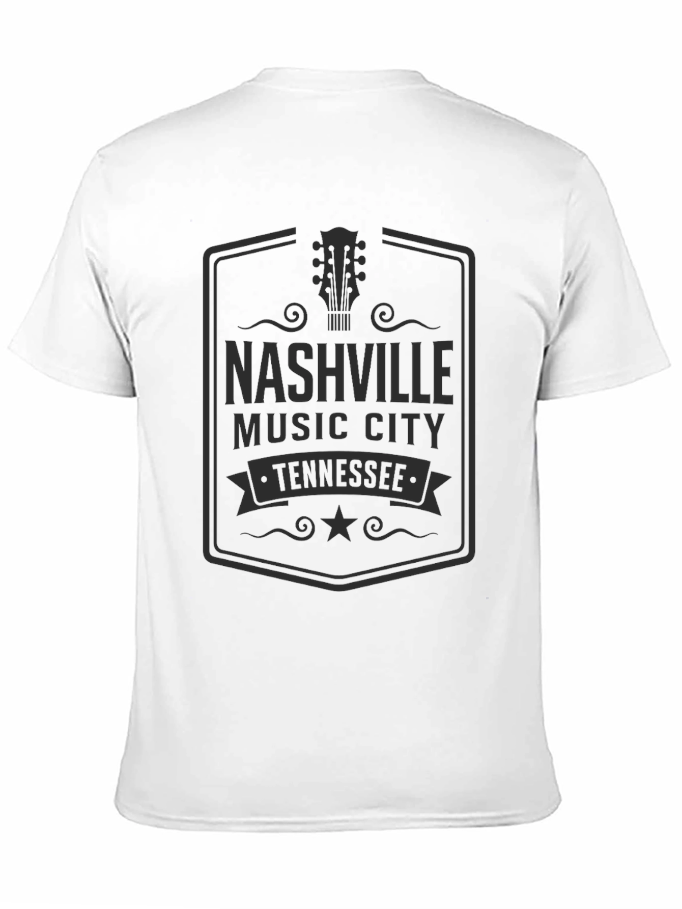 Nashville Music City Tennessee Black Graphic T-Shirt