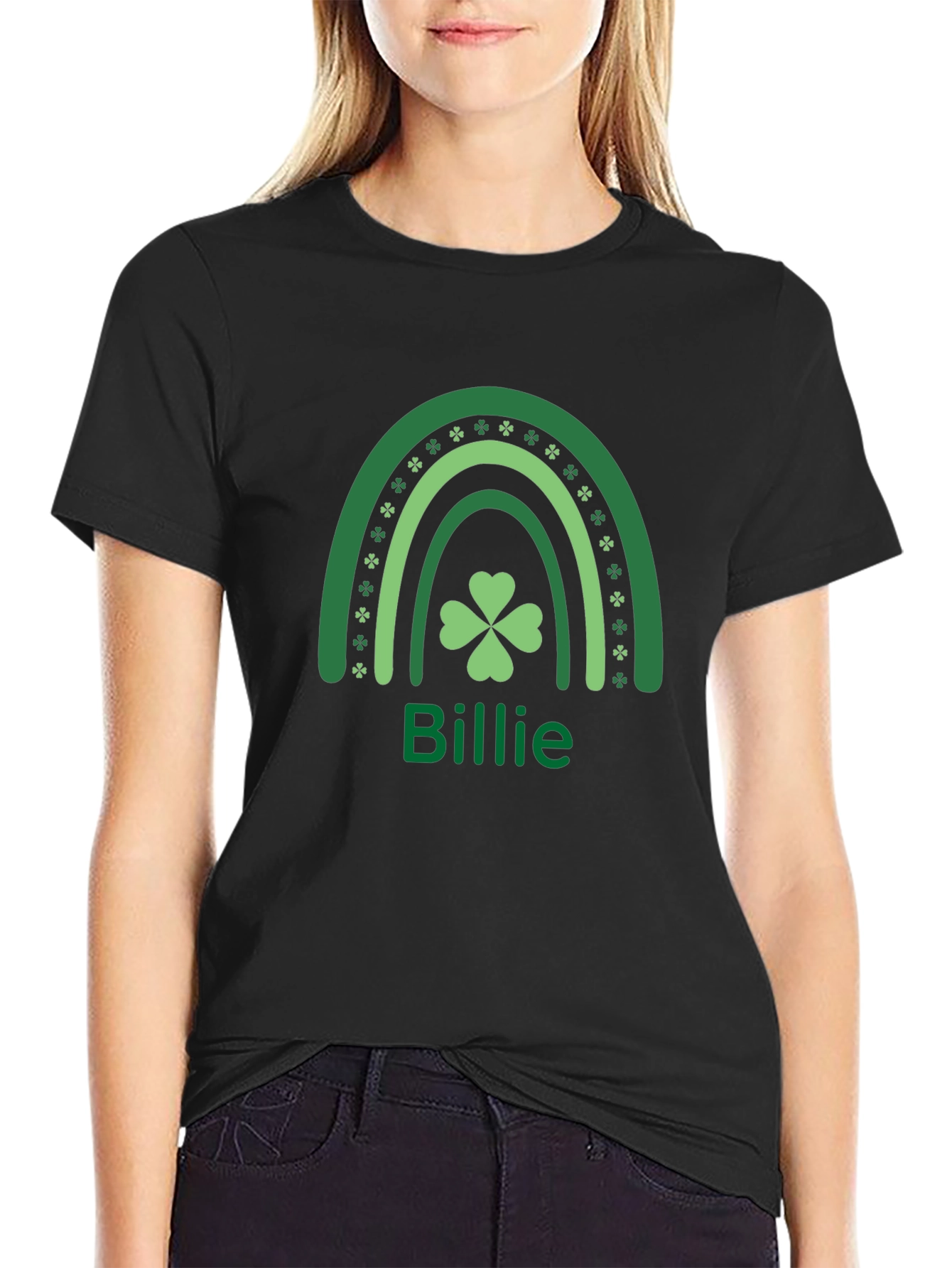 St. Patricks Day Billie Rainbow Clover T-Shirt