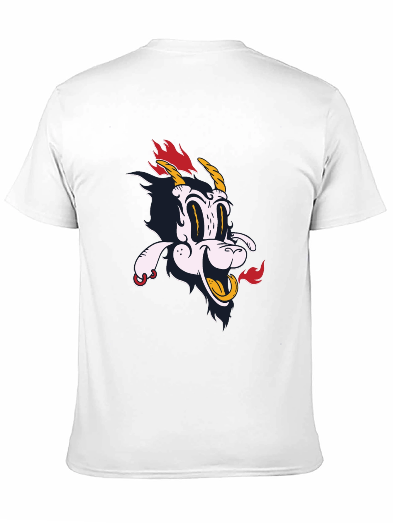 Cartoonish Goat Head Graphic Print Black Tee