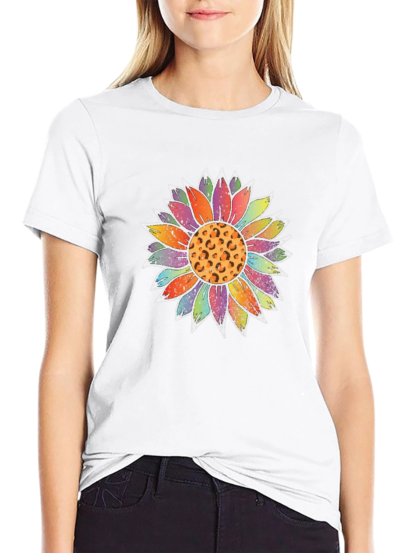 Sunflower Leopard Print Black Tee