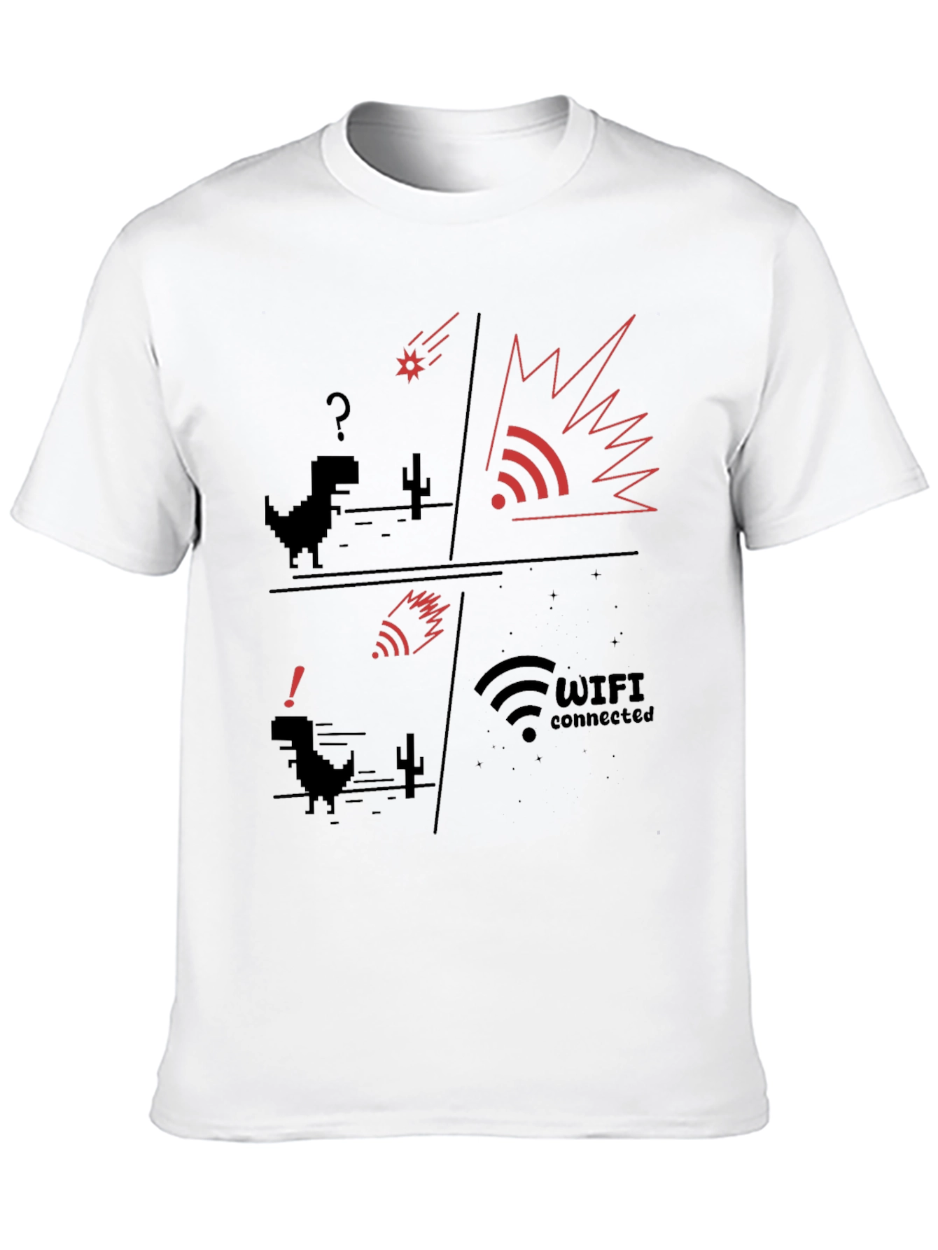 WiFi Connected T-Shirt | Pixel Dinosaur Graphic Tee