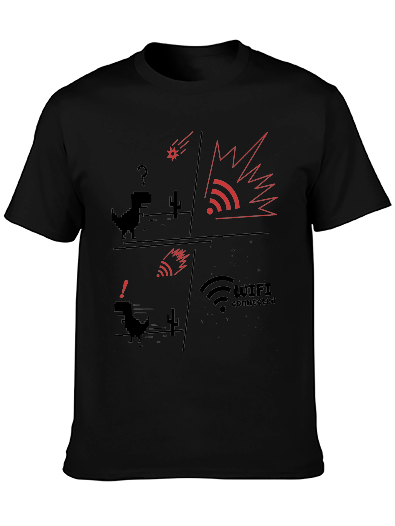 WiFi Connected T-Shirt | Pixel Dinosaur Graphic Tee