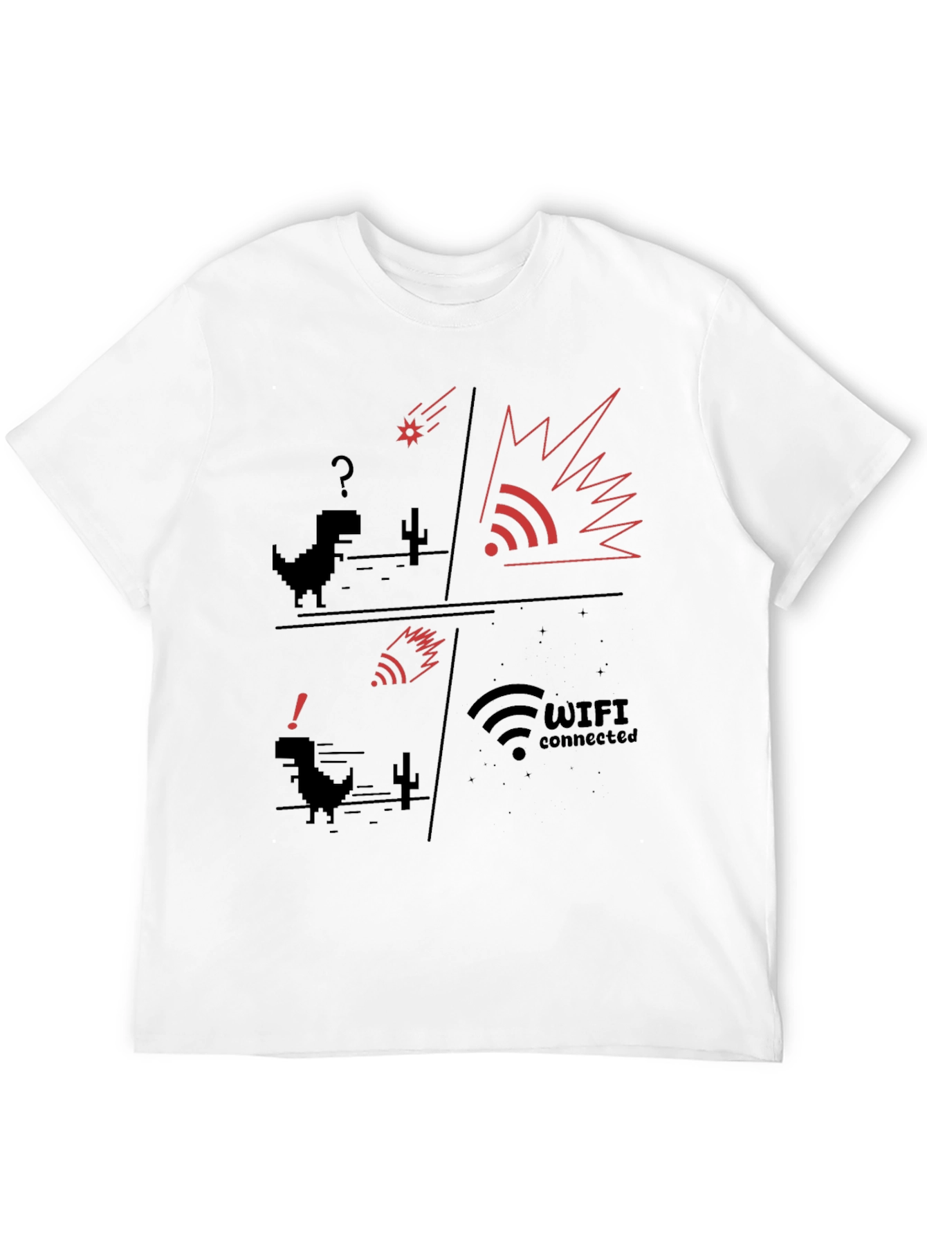 WiFi Connected T-Shirt | Pixel Dinosaur Graphic Tee