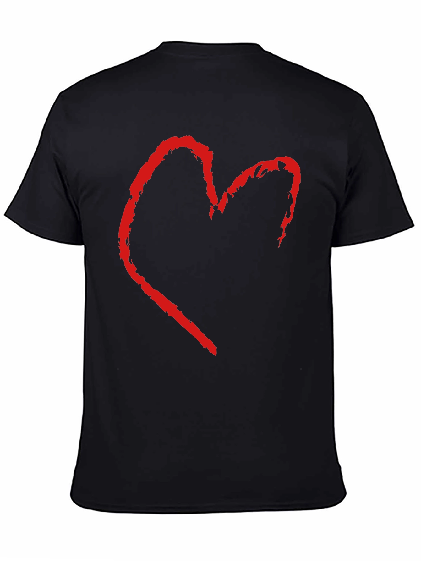 Black T-Shirt with Distressed Heart Graphic