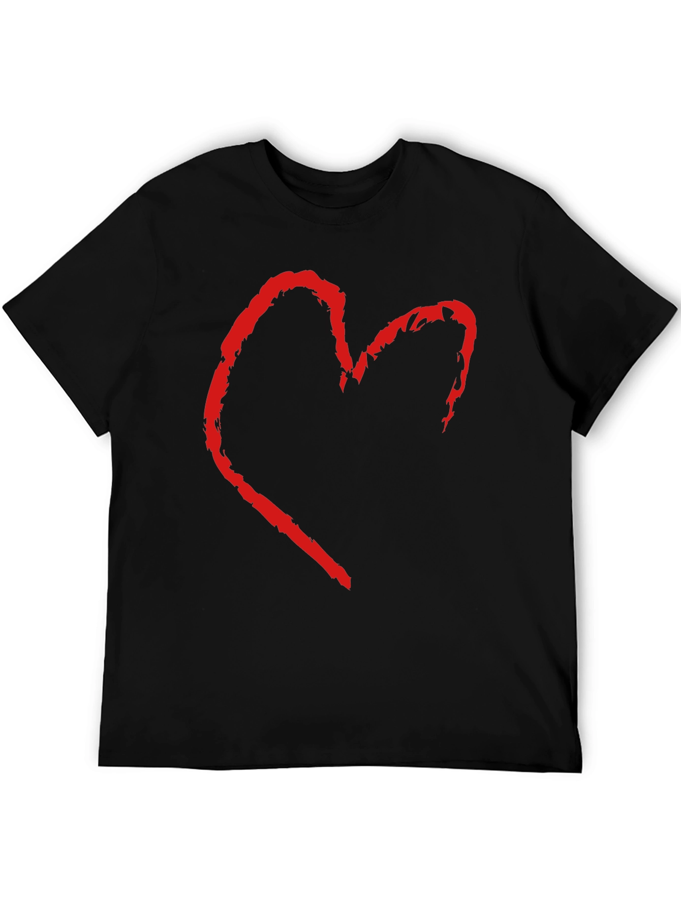 Black T-Shirt with Distressed Heart Graphic