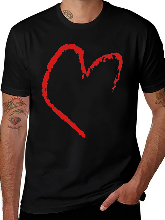 Black T-Shirt with Distressed Heart Graphic
