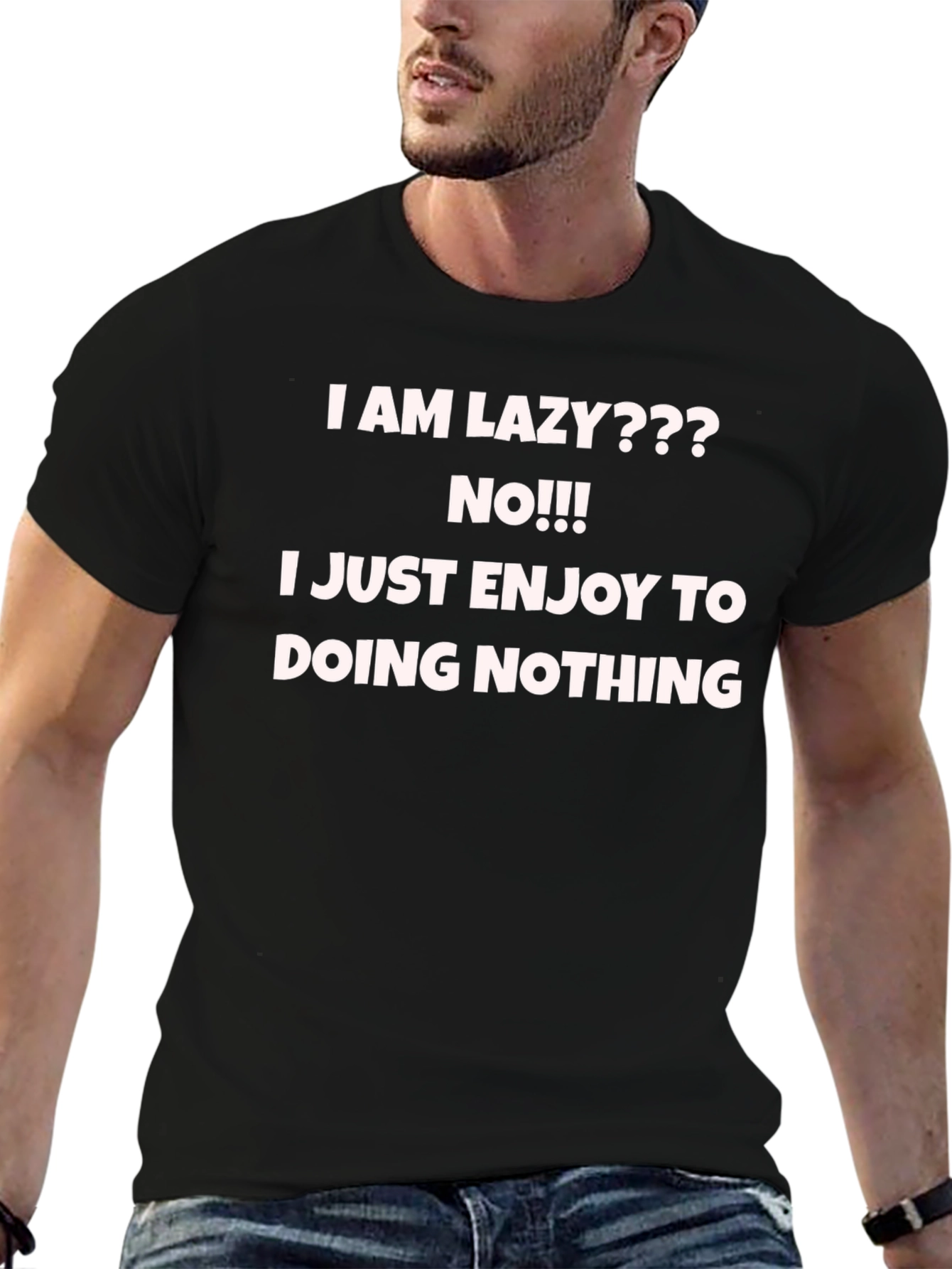 Funny Slogan Graphic Tee - Lazy Enjoyment