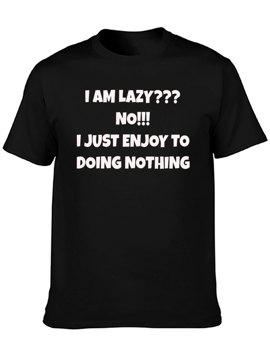Funny Slogan Graphic Tee - Lazy Enjoyment