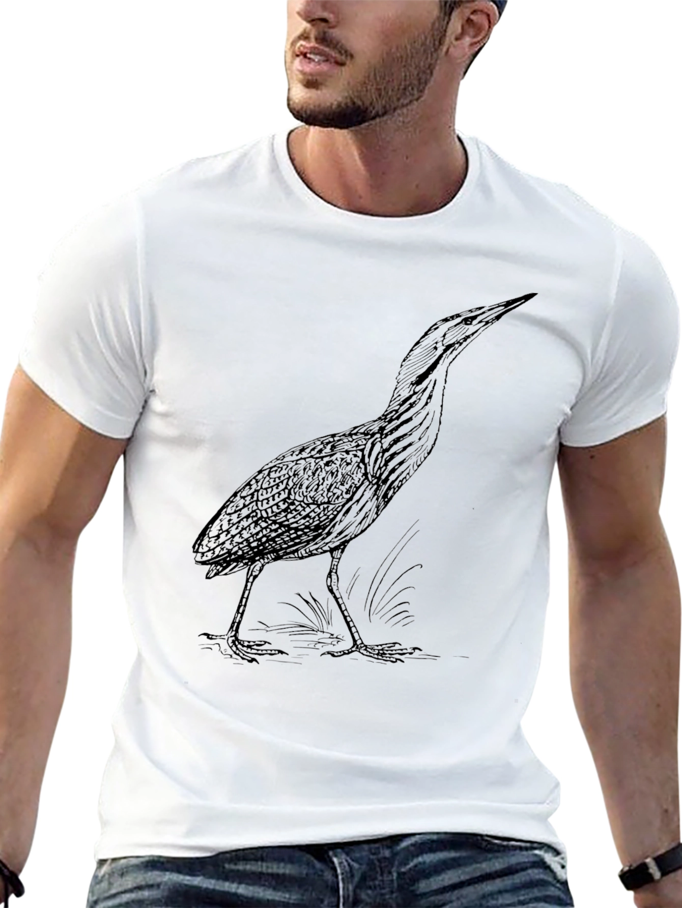 Black Heron Graphic Tee - Nature Lovers Shirt