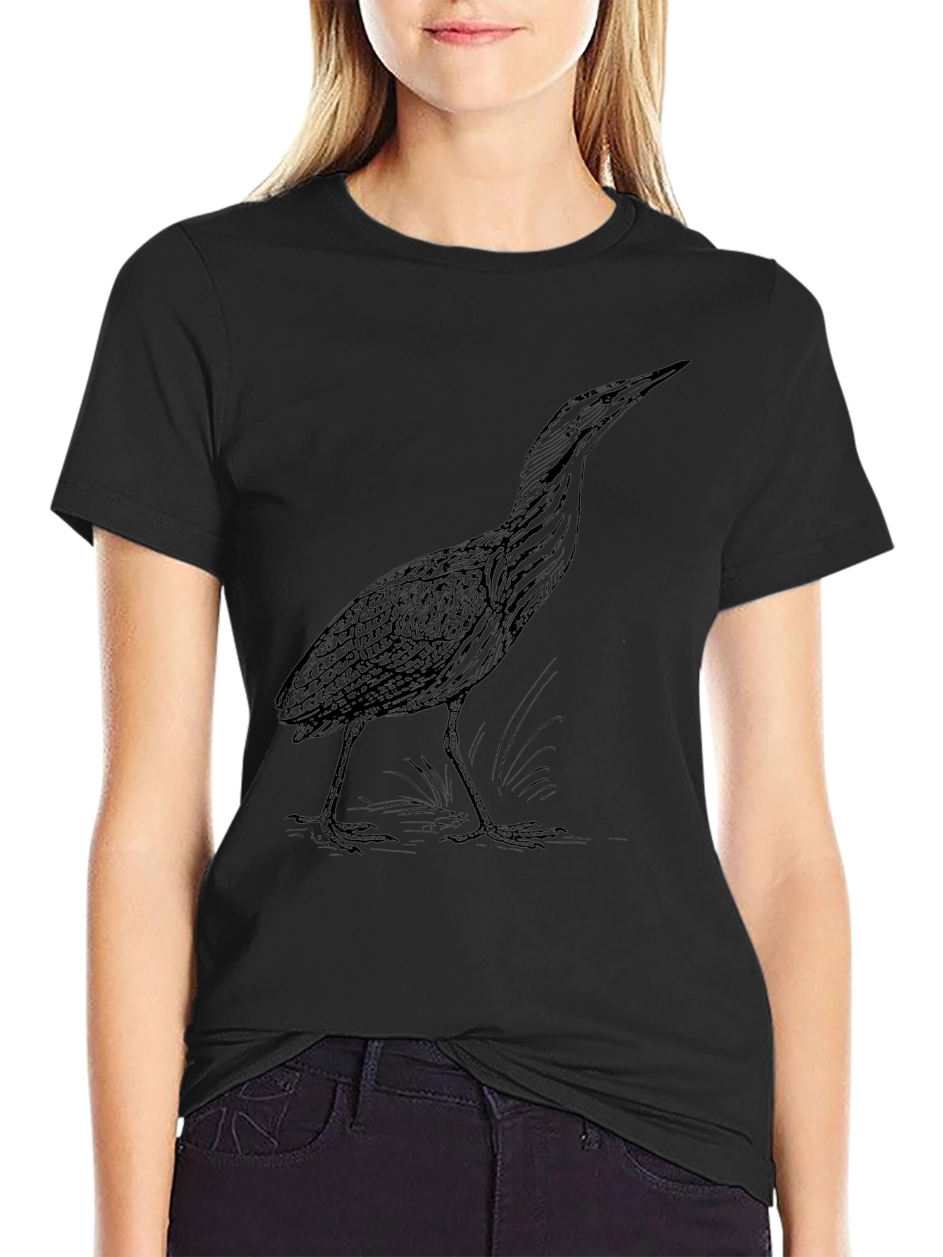 Black Heron Graphic Tee - Nature Lovers Shirt