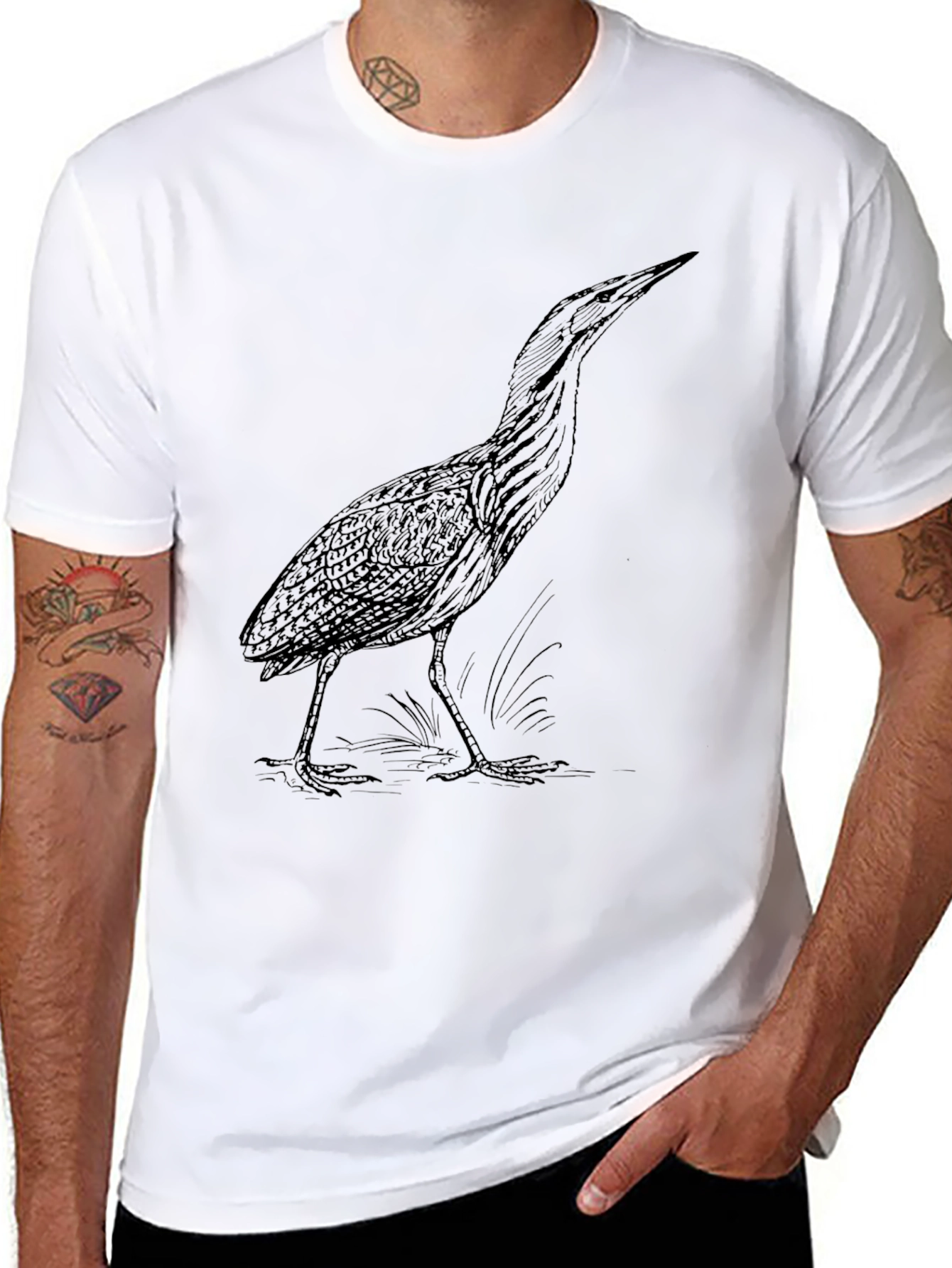 Black Heron Graphic Tee - Nature Lovers Shirt