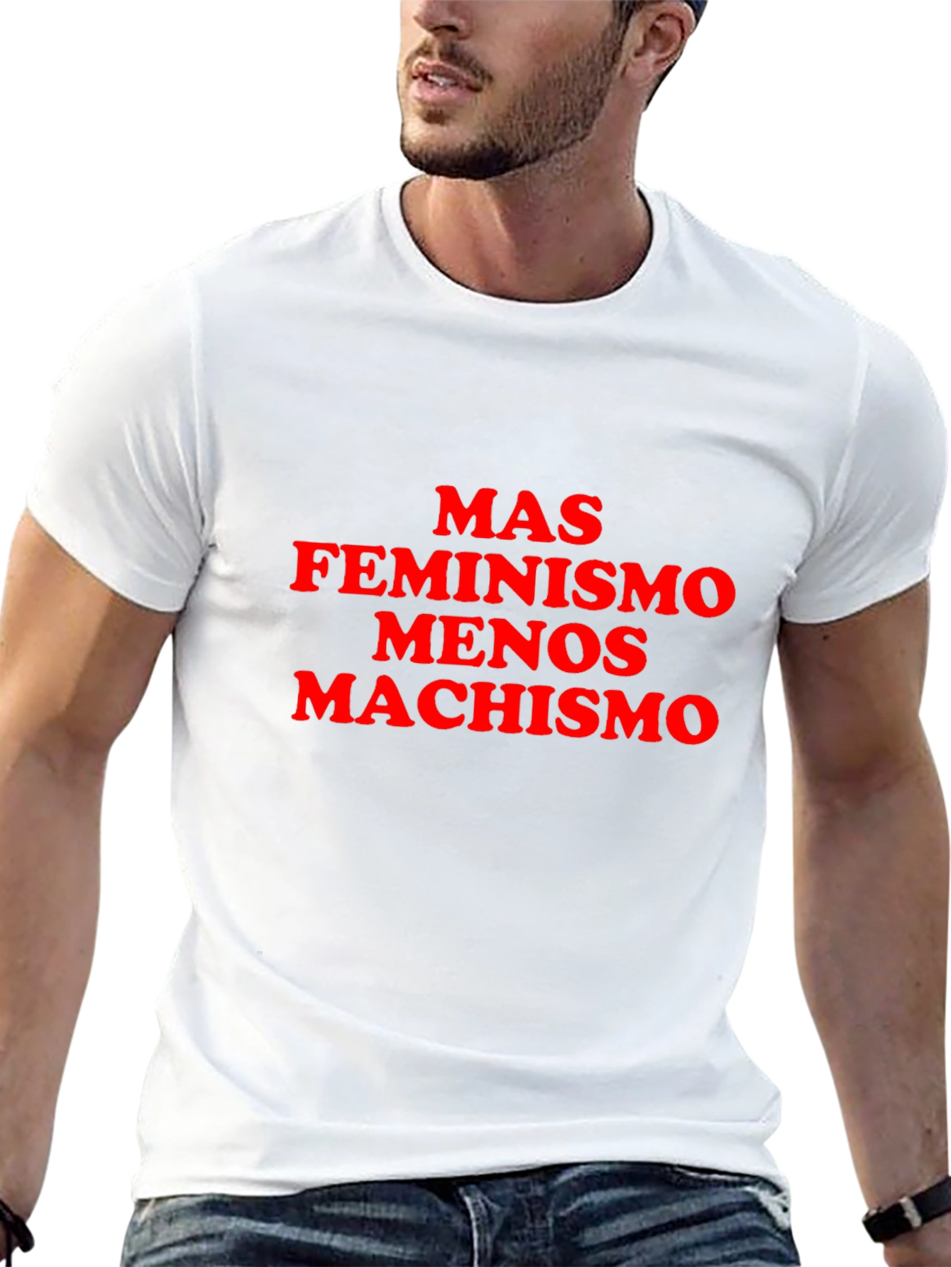 Feminist Slogan T-Shirt - Mas Feminismo Menos Machismo