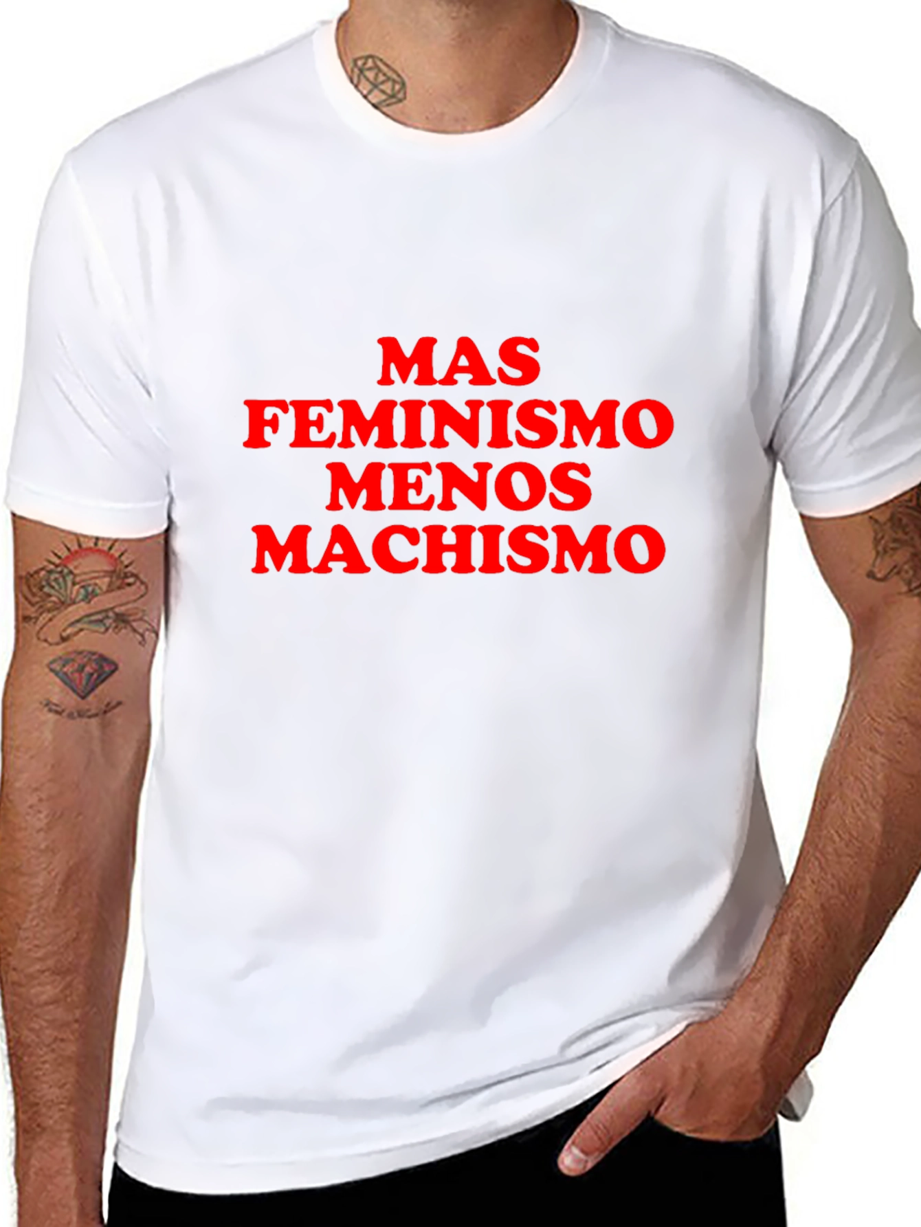 Feminist Slogan T-Shirt - Mas Feminismo Menos Machismo