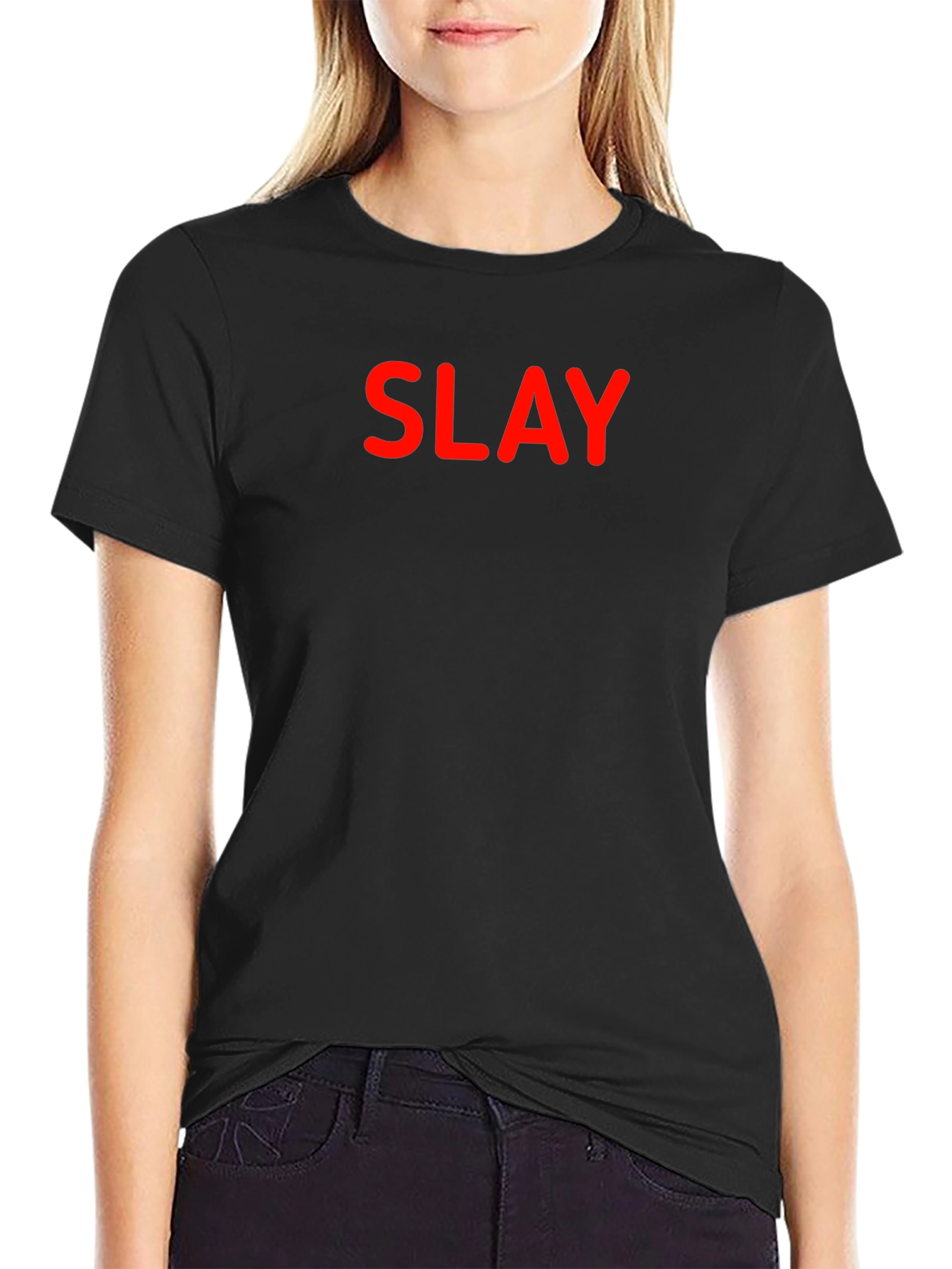 Slay Black T-Shirt - Bold Red Graphic Tee