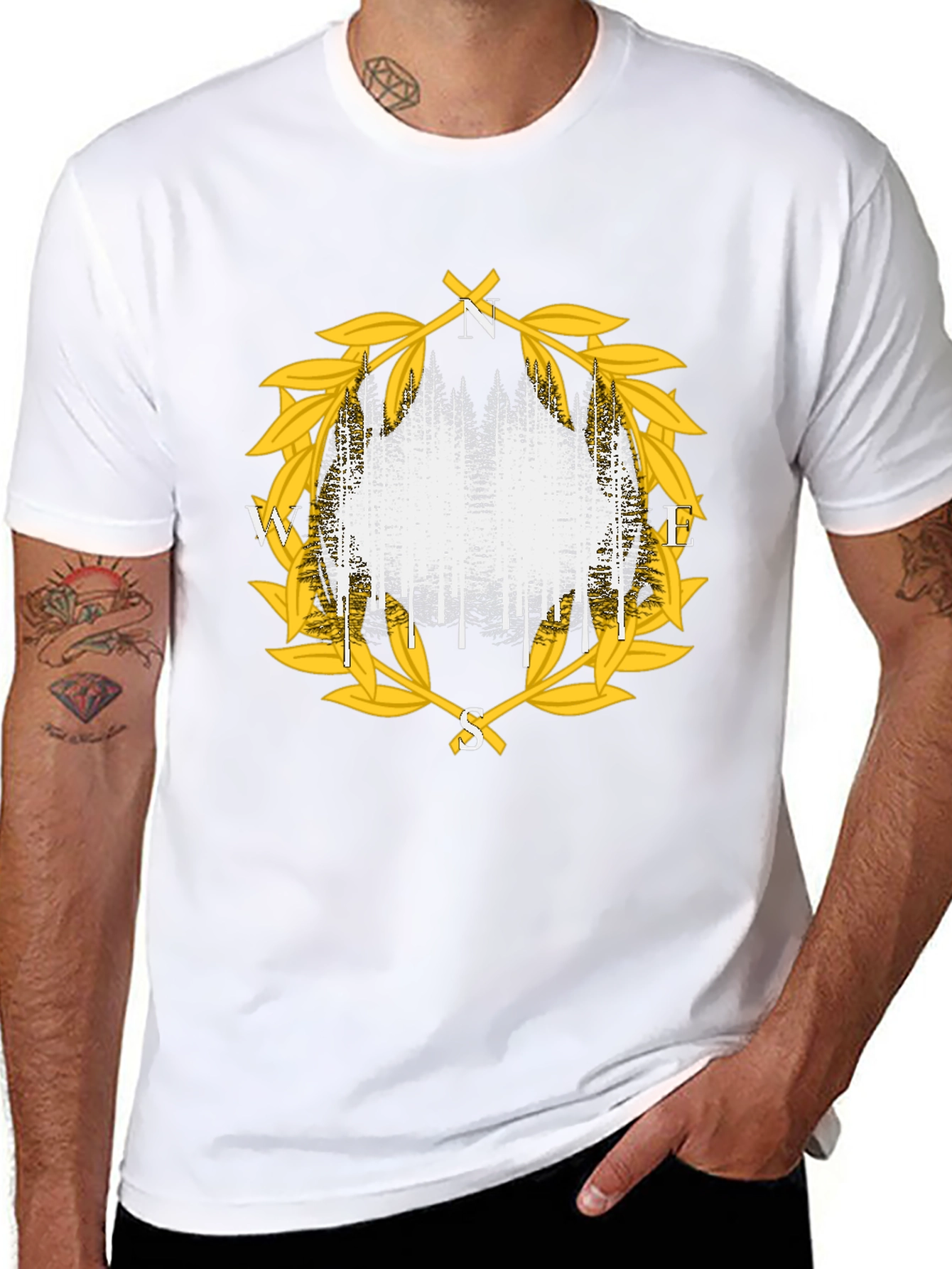 Compass Forest Tee - Stylish Nature Design