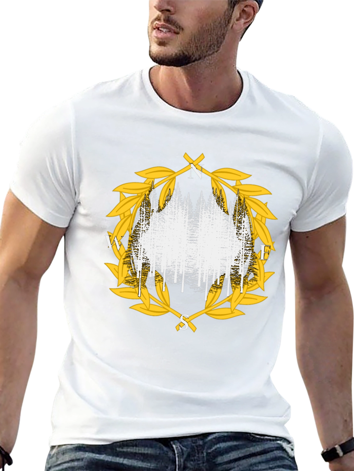 Compass Forest Tee - Stylish Nature Design