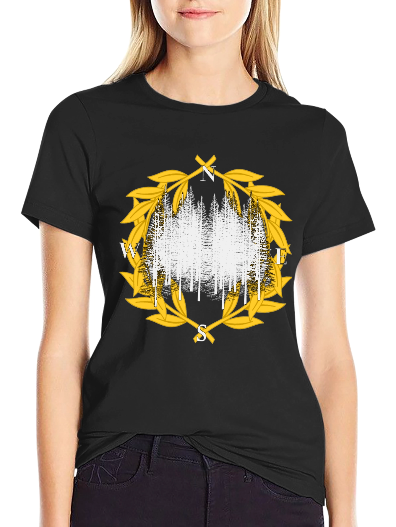Compass Forest Tee - Stylish Nature Design