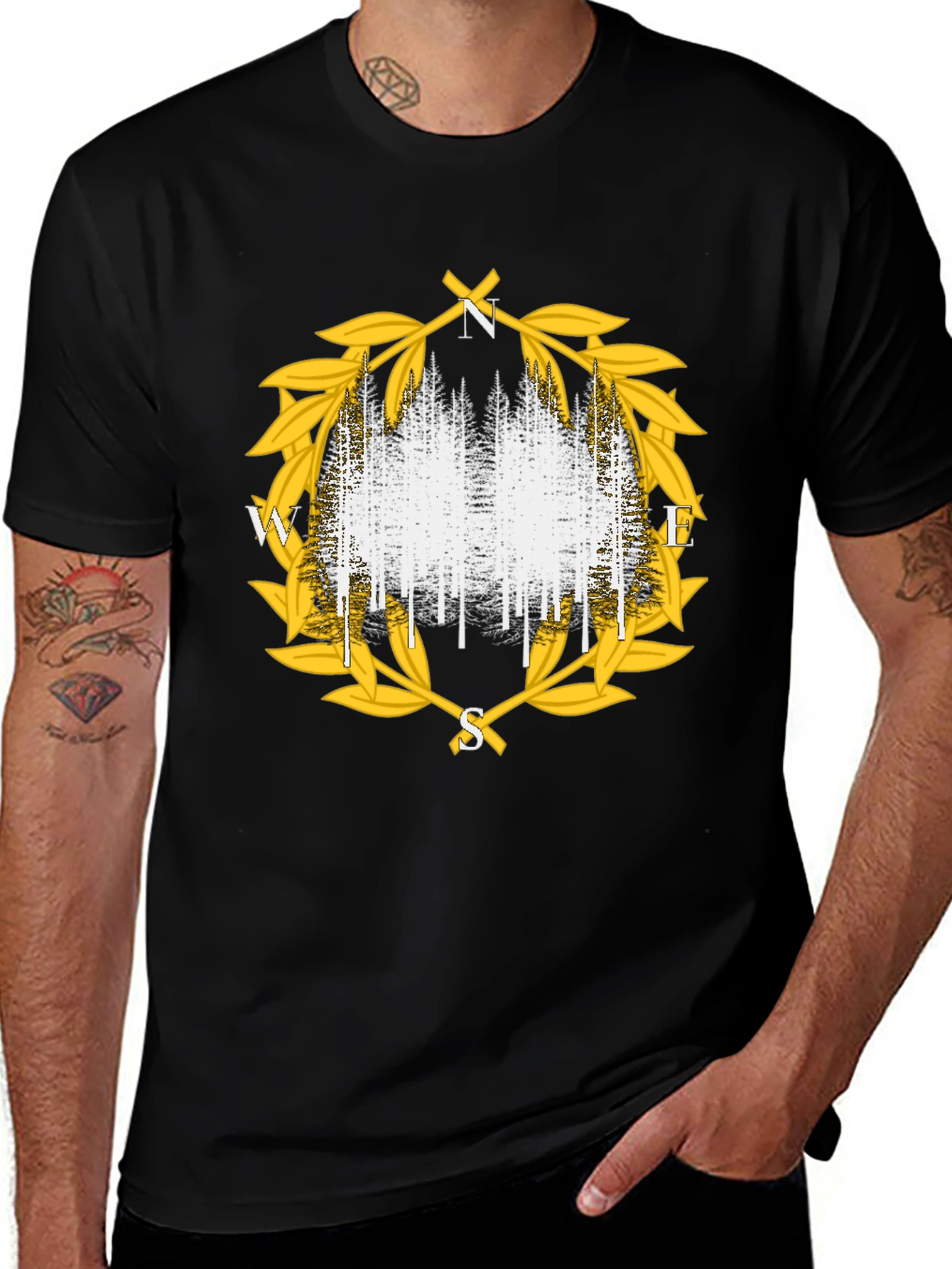 Compass Forest Tee - Stylish Nature Design