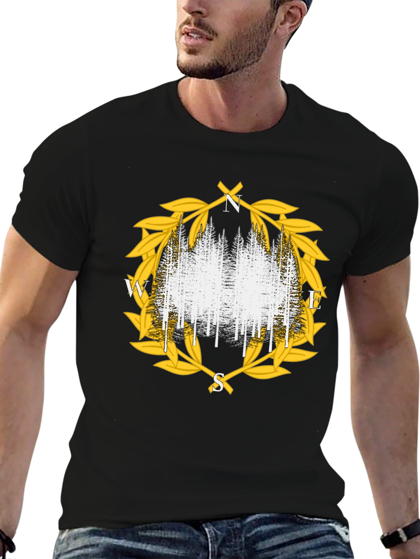 Compass Forest Tee - Stylish Nature Design